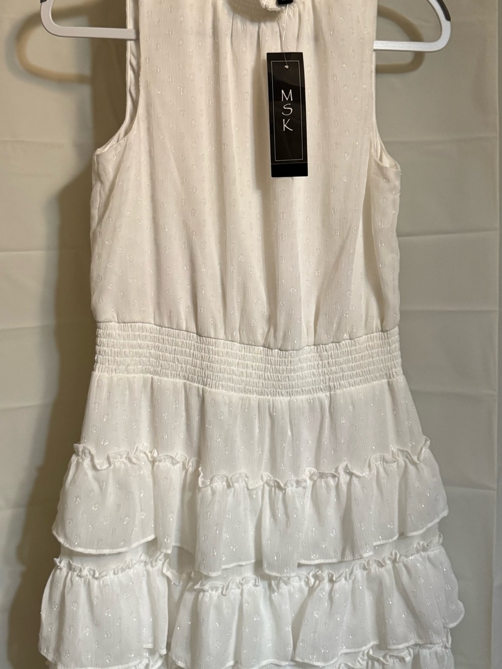 MSK White Eyelet Ruffle Tiered Dress for Girls